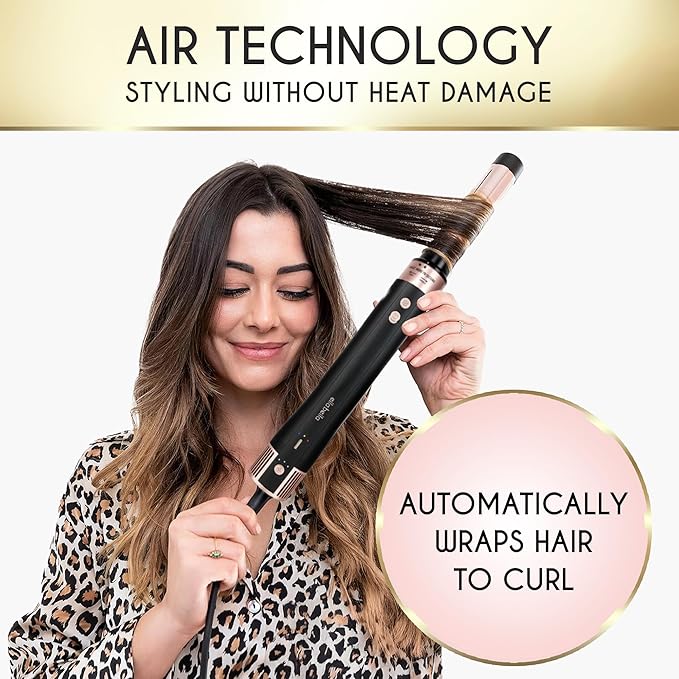 ELLA BELLA® 6 in 1 Professional Hot Air Styler Dual Voltage • Powerful Hair Dryer & Straightener Set • Styling Without Heat Damage • Fast Drying Curling Volumizing Straightening • with Travel Case