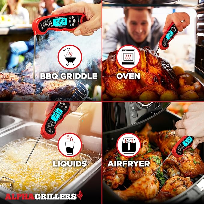 Alpha Grillers Meat Thermometer Digital - Instant Read Food Thermometer for Cooking and Grilling Stocking Stuffers for Men Gifts for Men