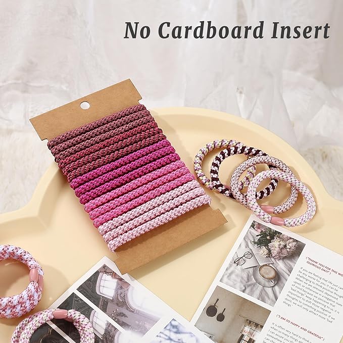 30 Pcs Hair Ties No Damage for Women Girls, High Elastic Braided Hair Ties for Thick Hair, Soft Ponytail Holders, No Crease Hair Bands for Curly Thin Hair Scrunchies (Pink Colors)