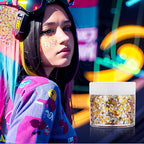 Gold Silver Glitter Gel,Holographic Chunky Singer Concert Body Glitter Rave Music Festival Accessories,Mardi Gras Sequins for Body Hair,Carnival Decorations Face Paint Makeup for Women Kids