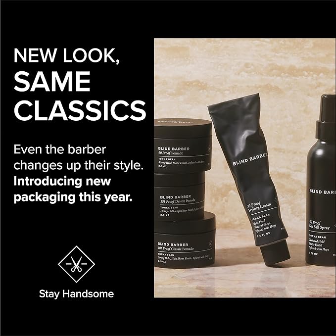 Blind Barber 30 Proof Hair Cream for Men - Styling Cream & Beard Tamer - Light Hold & Natural Shine - Paraben & Sulfate-Free, Water-Based Hair Products - Tonka Bean Scent (3.2 Fl oz)