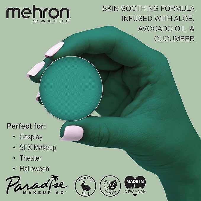Mehron Makeup Paradise Makeup AQ Refill Size | Stage & Screen Performance, Face & Body Painting, Beauty, Cosplay, and Halloween | Water Activated Face Paint, Body Paint .25 oz (7 ml) (Deep Sea)