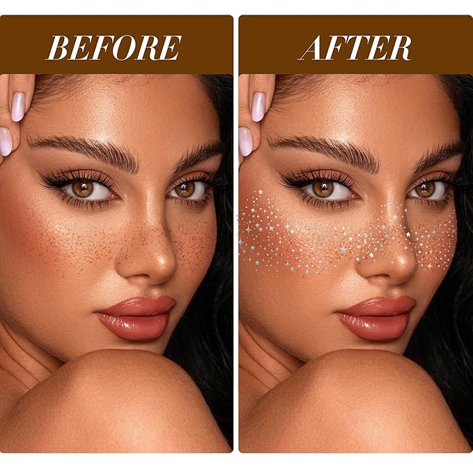 Glitter Freckles Face Tattoo, 30PCS Body Glitter Temporary Tattoos Sparkle Patches for Women, Waterproof Fake Freckles,Festival Rave Outfits Festival Decorations (Silver)