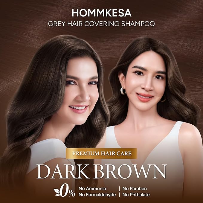 Grey Hair Covering Shampoo (6 Packet) – Premium 3-in-1 Hair Dye Shampoo For Grey Hair (Dark Brown)