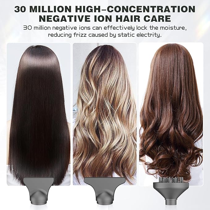 slopehill Professional Ionic Hair Dryer with Diffuser - Lightweight, Compact, Powerful & Fast Salon Blow Dryer with High Speed Brushless Motor for Travel, Women & Men (Ceramic, Black)