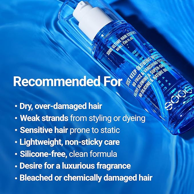 SOOO Ultime Hair Essence – Lightweight K-Beauty Hair Serum from Seoul | Silicone-Free, Botanical Oil Formula, Healthy Glow & Smooth Finish