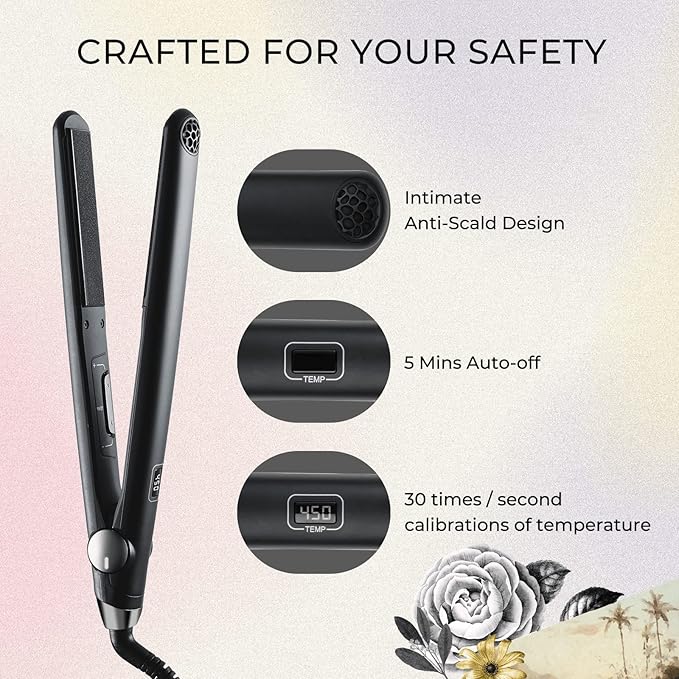 TYMO SWAY Hair Straightener with 10s Fast Heating, 1 Inch Professional Flat Iron Curling Iron in One with 32 Adjustable Temp, Automatic Shut Off, Dual Voltage