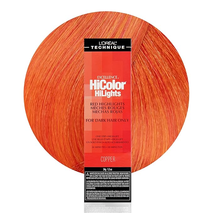 L'OREAL TECHNIQUE HiColor Blonde HiLights Permanent Hair Color For Dark Hair - Intense Blonde Highlights, No Pre-Lightening Required, No-Drip Crème and Color Resists Fading, Copper