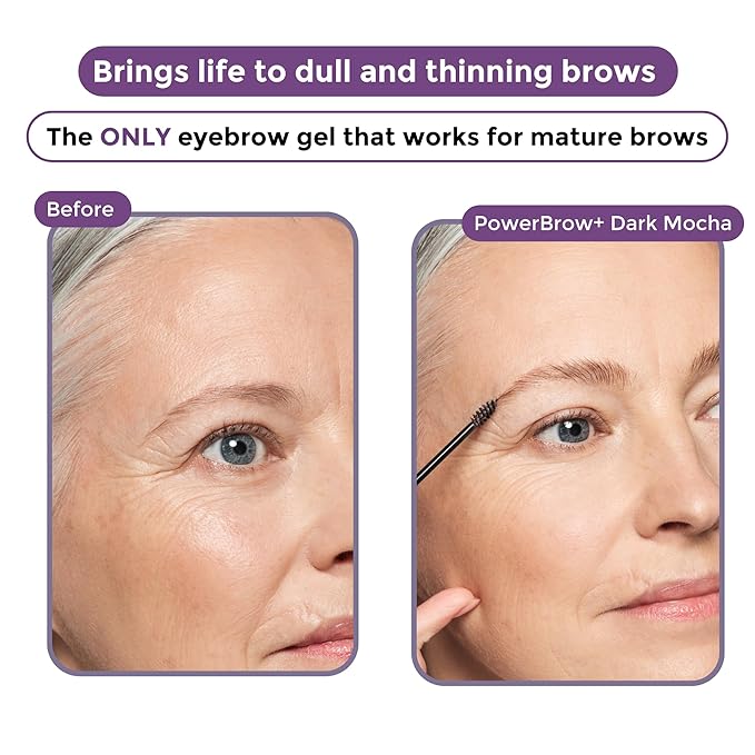 Rumi Cosmetiques PowerBrow+ Tinted Eyebrow Gel For Mature Women - Defines, Fills, Thickens Brows - 2-in-1 Formula - Natural Color, Quick Fixing, Long-Lasting - Hypoallergenic
