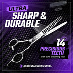 Fagaci Hair Thinning Scissors 6" with 440C Steel, Ultra Sharp & Superior Cuts Texturizing Shears, Extreme Durability Texturizing Scissors, Barber Thinning Shears, Hair Cutting for Women & Men
