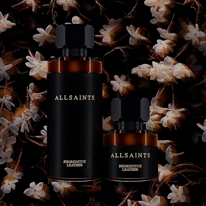 AllSaints Shoreditch Leather Eau De Parfum - Chypre Leather Wood Fragrance - Unisex Perfume with Vetiver & Amber Fragrance - Essential Oil Scent for Sensual Evening Wear - 100mL/3.4 fl oz