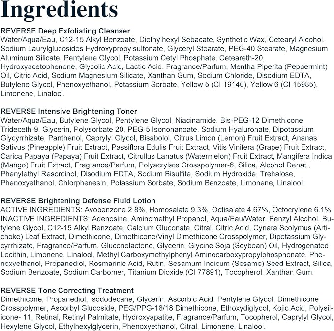 Rodan + Fields Reverse Regimen: Cleanser, Toner, Lotion SPF 50, & Treatment | Daily Moisturizer | Contains Vitamin C & Retinol | Skincare Sets & Kits | Face Wash for Women | Self Care