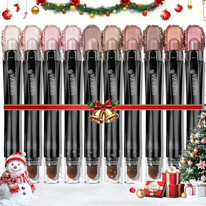 Brown Eyeshadow Stick Makeup Set 10PCS, Neutral Shimmer And Matte Cream Eye Shadow Palette, Metallic Bronze Smoky Eyeliner Brightener Crayon Pencil Kit, Ideal Gift for Women -Love's Gifts