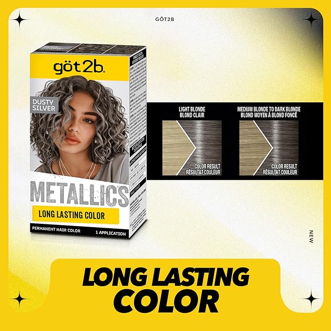 Got2b Metallics Permanent Hair Color, M72 Dusty Silver