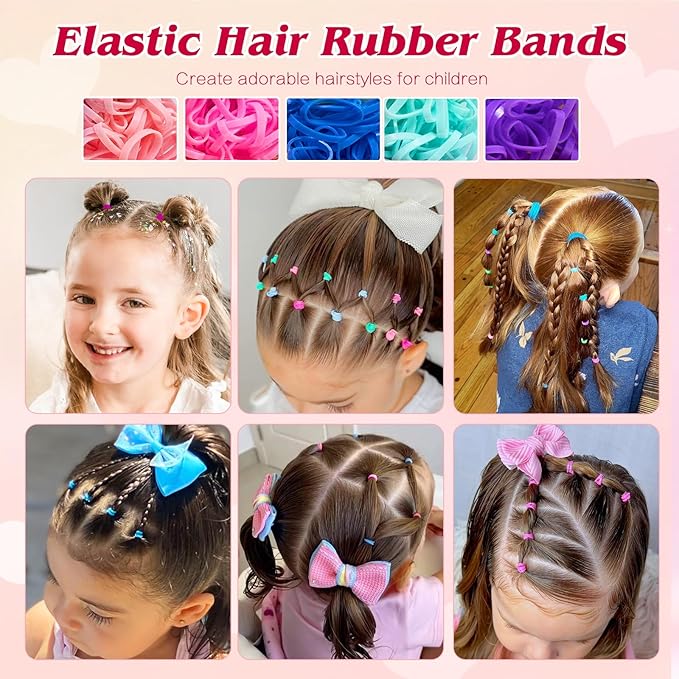 Body Glitter, Face Glitter Hair Glitter for Women Girls, Silver Red Glitter Gel for Makeup, Hair Accessories Kit with Hair Wax Stick, 500 Pcs Toddler Hair Elastic, Hair Styling Kit with Rat Tail Comb