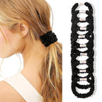 Hair Ties Silk Satin Scrunchies - Small Mini Thin Elestics Ponytail Holder Hair Bands Skinny Scrunchy For Thick Curl Hair No Crease Hair Ties Soft Accessories No Hurt Your Hair for Women and Girls (Black)