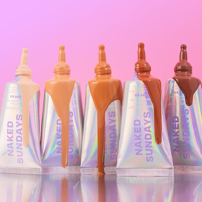 Naked Sundays BeautyScreen™ SPF 50 Peptide Foundation Tint – Tinted Sunscreen & Skincare Makeup with Zinc Oxide, Niacinamide – Lightweight Natural Coverage, 9.3 Rich Deep, 1.01 oz