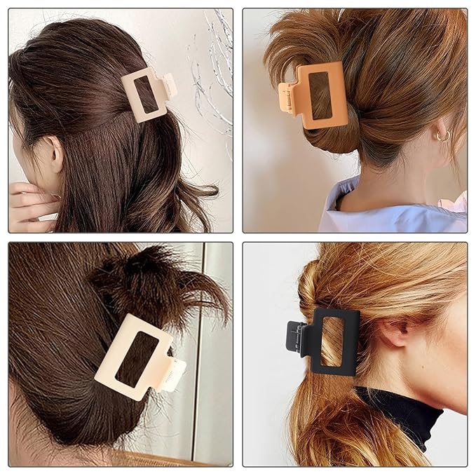 18 Pack Square Small Hair Clips for Women Girls,2 Inch Matte Rubber Coating Medium Claw Clips Thin Short Hair,Strong Hold Jaw Clips(Neutral Color Hair Accessories)