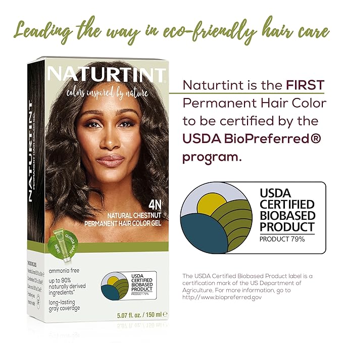Naturtint 4N Natural Chestnut Permanent Hair Color (Pack of 1), Ammonia Free, Vegan, Cruelty Free, up to 100% Gray Coverage, Long Lasting Results (Packaging may vary)