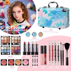 Hot Sugar All In One Makeup Set for Adults and Girls-Full Makeup Kit for Beginners Includes Eye Shadow Palette Blush Lip Gloss Lipstick Lip Pencil Eye Pencil Brush Mirror (Blue Tie-Dye)