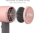 AINA Hair Dryer with Diffuser, Blow Dryer for Women | Advanced Ionic Technology, Ceramic Coating | Cold Shot Features Turbo Heat for Fast Drying and Shine 110V/ALCI (Misty Blush)