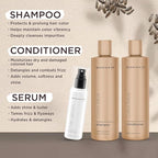 MOEHAIR Trio Kit (Color Alive Shampoo and Conditioner Set - 12 Fl. Oz and Hair Serum - 3.38 Fl. Oz), Combats Frizz | Adds shine I Paraben & Sulfate Free