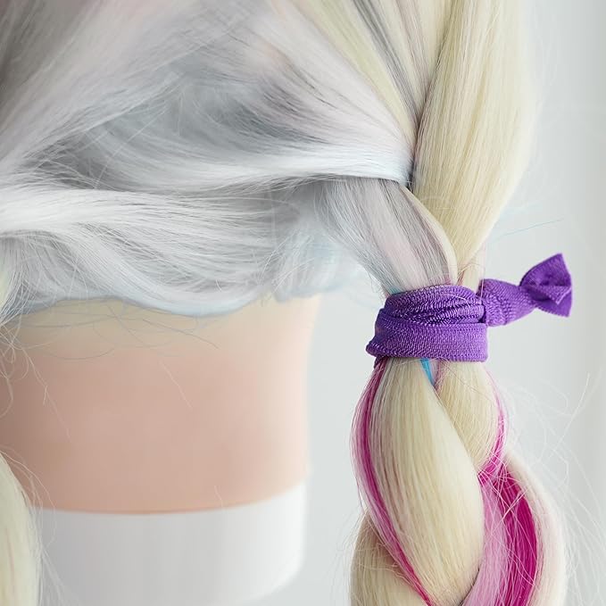 MEEDEE 100 Pack Purple Hair Ties For Women Purple No Crease Hair Ties No Damage Pony Tails Hair Ribbon Ouchless Elastic Knotted Hair Ribbon Yoga Hair Ribbons Elastic Bracelets