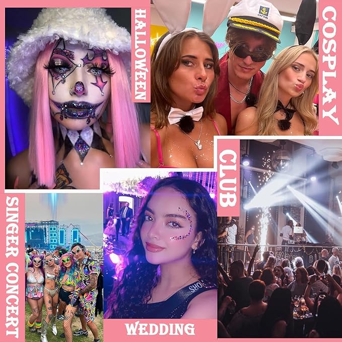 Body Glitter Face Glitter Gel: Singer Concerts Disco Festival Rave Accessories Face Glitter Makeup 150ml Chunky Sequins Mermaid Face Body Hair Glitter Gel (2pc Mardi gras)