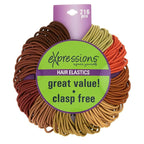 Expressions 216-Piece Elastics Value Pack: 4mm Earth Tones/Neutral Colors Hair Ties, No Metal Ponytail Holders for All Hair Types Including Thick and Curly