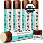 Kind Lips Organic Sweet Mint Lip Balm 5-Pack – Cooling, Refreshing Lip Care for Dry Lips • 100% Natural, Clean, Gluten-Free, Grain-Free • Made in USA • Family Value chapstick Set