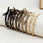 10pcs Braided Hair Ties with Gold & Crystal Beads, Elastic Hair Ties for Women, Neutral Colors