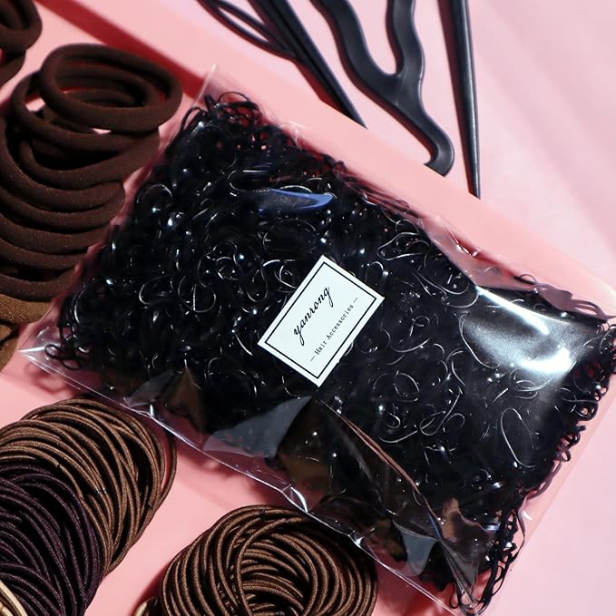YANRONG 1159PCS Hair Accessories for Woman Set Seamless Ponytail Holders Variety Hair Scrunchies Hair Bands Scrunchy Hair Ties For Thick and Curly (Brown)