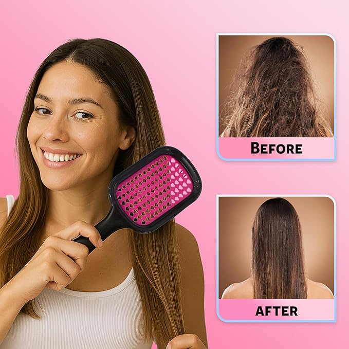 Bautero Brush Detangler Brush for Wet & Dry Hair, Pain-Free Brushing on All Hair Types, Knot Removal, Vented Hair Brush, Sakura Blossom