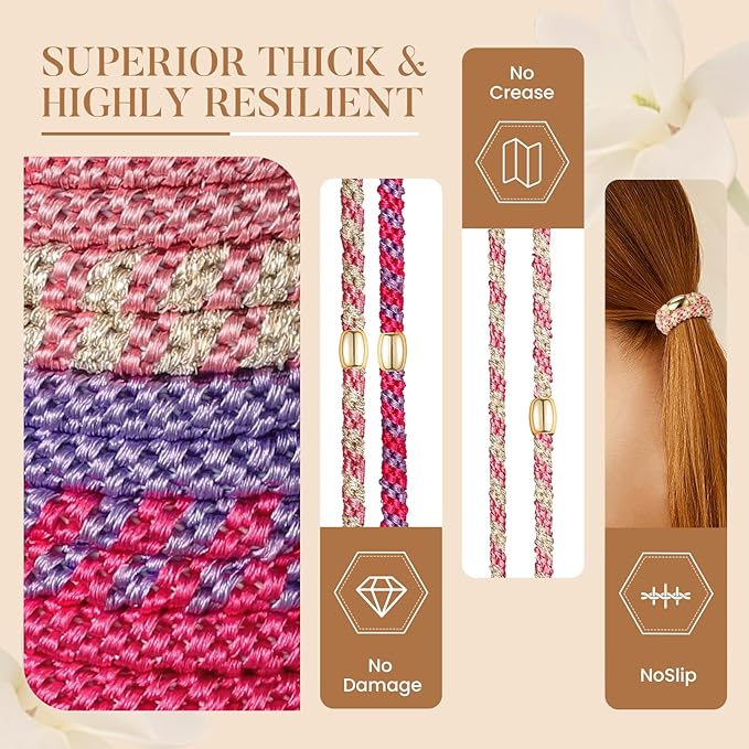Hair Ties No Damage - 10PCS Ponytail Holders - Elastic Hair Ties for Thick Hair - Braided Hair Bands for Women Girls's Hair - Beautiful Girlfriends