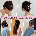 LUKACY 6 Pack Large Metal Hair Claw Clips - 4 Inch, Perfect Big silver claw clips hair clips for Women and Thinner, Thick hair styling,Strong Hold, Fashion Hair Accessories (Style 1 Silver)