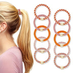 Hair Ties No Damage - 10PCS Ponytail Holders - Elastic Hair Ties for Thick Hair - Braided Hair Bands for Women Girls's Hair - Persimmon Orange