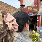 Handmade Oversized Linen Scrunchie – 100% Natural Linen in Dusty Pink, Blue, Sand or Yellow – Gentle Hold for All Hair Types – Unique, Soft, and Lightweight Hair Accessory (Soft Pink)