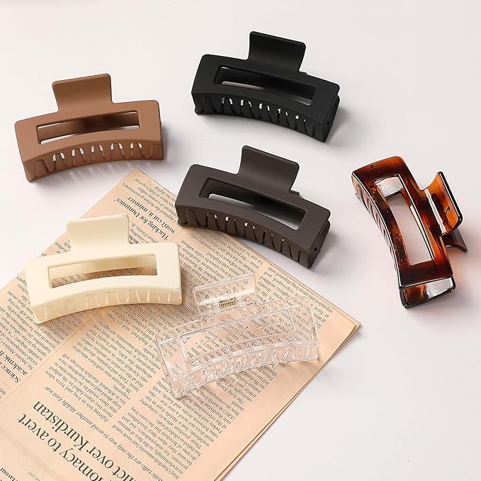 Hair Clip, 3.5 Inch Medium Hair Claw Clips 6 Pack for Women and Girls - Amber Hair Accessories