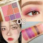 All-in-One Eyeshadow Palette, 7 Colors Eye Shadow Palette, Glitter, Matte, Shimmer Eyeshadows, Blush, Highlighter Contour Makeup Palettes, Highly Pigmented Waterproof Long Lasting. (Color 2)