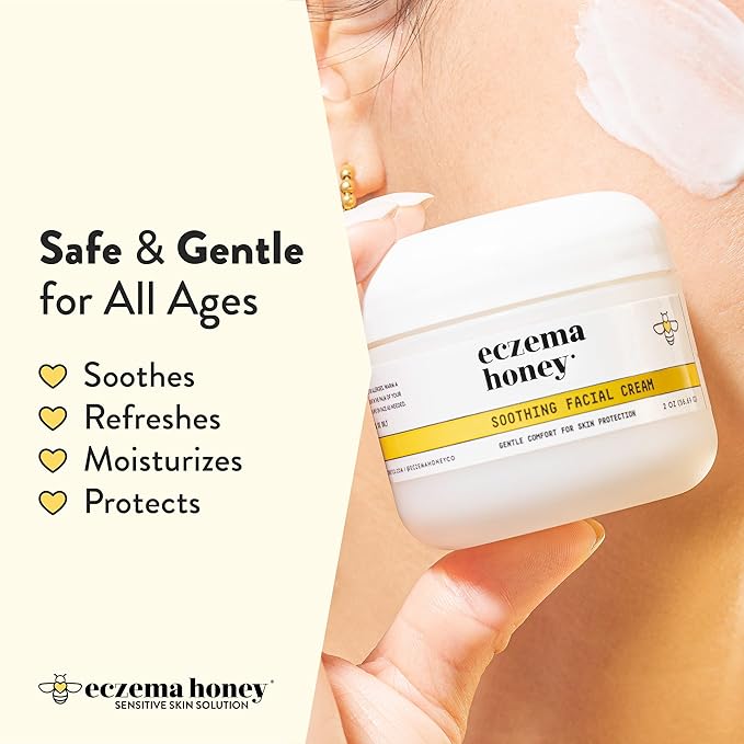 ECZEMA HONEY Soothing Facial Cream - Eczema Lotion for Face, Eyelids, Lips, and More - Natural Dry Skin Repair (2 Oz)