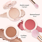 Color Nymph 3 Colors Contour Blush Highlighter Makeup Palette | 3-IN-1 Multi-Colored Shimmer & Matte Long-Lasting Travel-Friendly Make up Kit, Includes Brush & Mirror | Stacked Makeup Design (Purple)