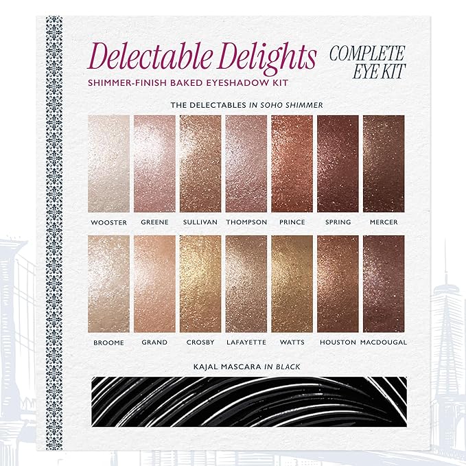 LAURA GELLER NEW YORK Delectable Delights Shimmer-Finish Baked Eyeshadow Kit with Free Mascara Included | Long-Lasting Crease-Proof Baked Eyeshadows for Mature Skin