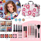 Hot Sugar All In One Makeup Set for Adults and Girls-Full Makeup Kit for Beginners Includes Eye Shadow Palette Blush Lip Gloss Lipstick Lip Pencil Eye Pencil Brush Mirror (Doughnut)