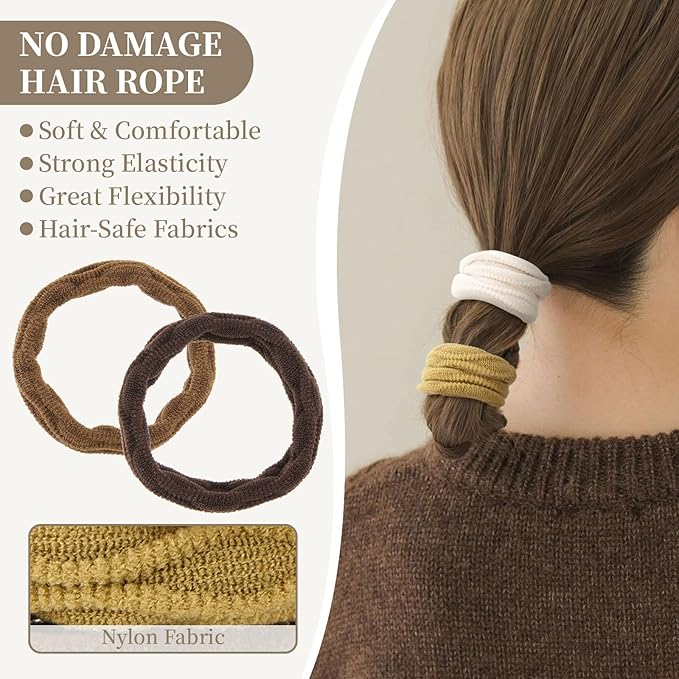 10 Pcs No Damage Hair Ties Thick Hair Elastic Rubber Bands Hair Accessories Scrunchies Seamless for Women