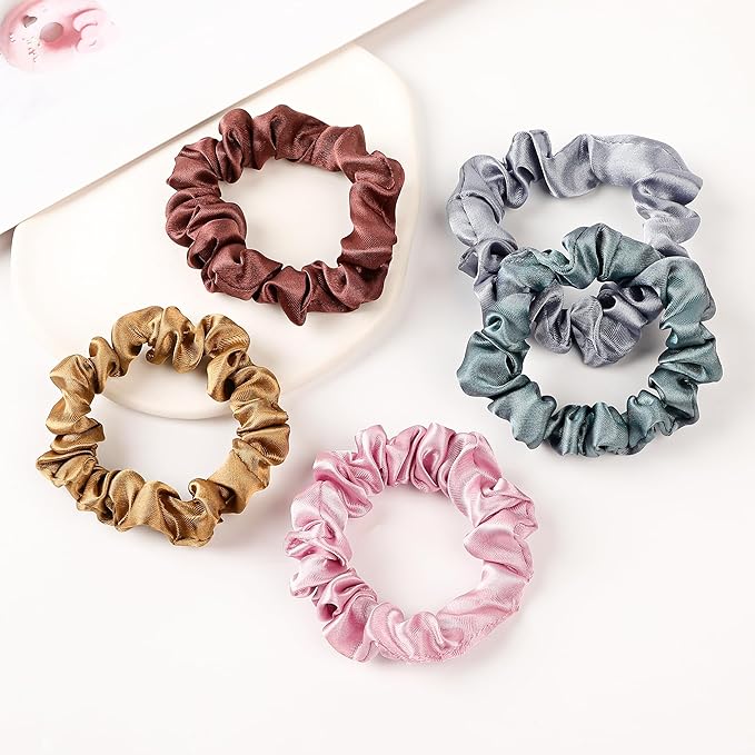 Hair Ties Satin Silk Small Scrunchies for Women Girls Ponytail Holders 20 Pcs Mini Bulk Scrunchies Elastic Hair Bands for Thick Curly Hair Pony Tails Hair Ties