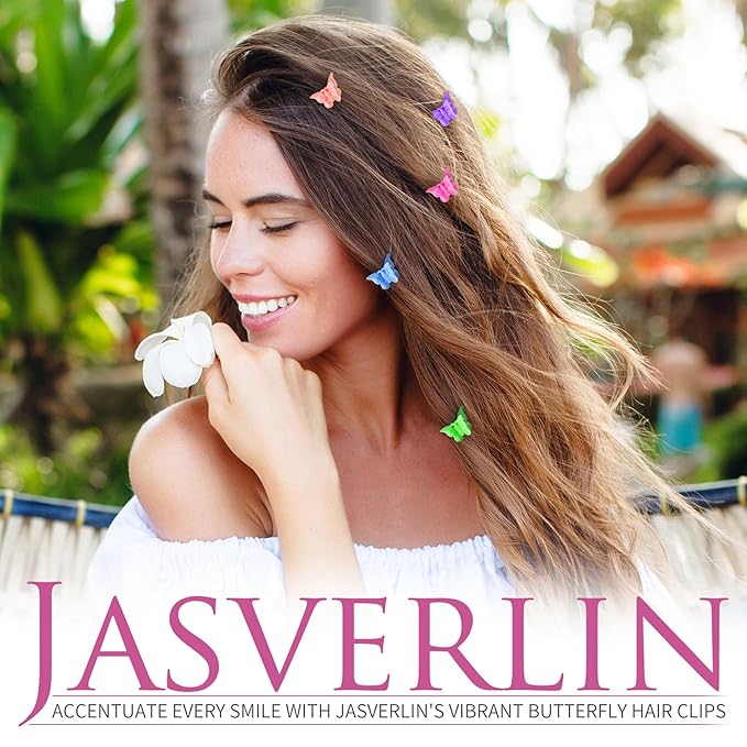 50 Pcs Butterfly Clips for Hair, Cute 90s Y2K Butterflies Mini Hair Claws Clips for Girls Hair Accessories Small, Colorful Pastel 10 Colors, 5 of each color (Vivid Spectrum)