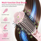 Dual Voltage Hot Air Styler Wrap - 5 in 1 Hair Dryer Brush with Fast Drying Blow Dryer, Styling, Straightening & Volumizing with Travel Bag (100V–240V) Gift for Women (Pink)