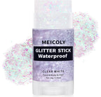 MEICOLY Clear White Face Body Glitter Stick,Hair Glitter Stick for Women,Sparkle Chunky Glitter Makeup,Waterproof Face Glitter for Party Rave Festival