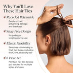 Kitsch Hair Ties No Damage - Strong, Stretchy Hair Bands | Soft Nylon Ponytail Holders, Snag-Free Rubber Bands, Perfect for Updos & Braids | Ideal Gifts for Women - Rosewood, 8pcs