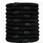 10-Piece Hair Ties: Soft Knitted Hair Tie for Thick/Coarse/Curly Hair. Gentle Hair Ties No Damage—Secure & Protect Strands (Black)